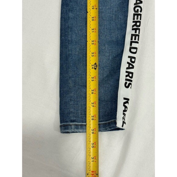 Karl Lagerfeld Jeans Womens Size 8 Mid Wash Blue Skinny Contrast Logo Taping - Picture 7 of 8